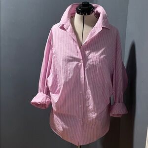 Zara Pink and Black Striped Shirt